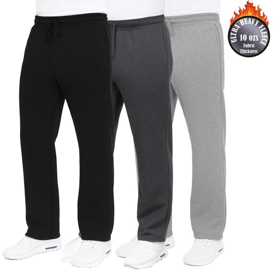 3-Pack Men'S Classic Heavyweight Fleece Sweatpants with Open Bottom (S-3XL)