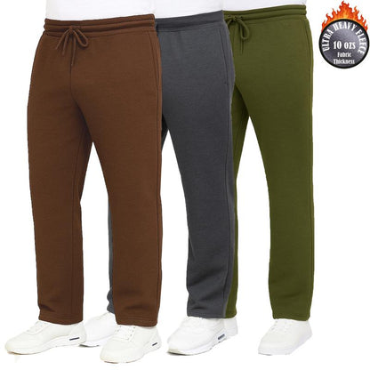 3-Pack Men'S Classic Heavyweight Fleece Sweatpants with Open Bottom (S-3XL)