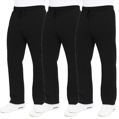 3-Pack Men'S Classic Heavyweight Fleece Sweatpants with Open Bottom (S-3XL)