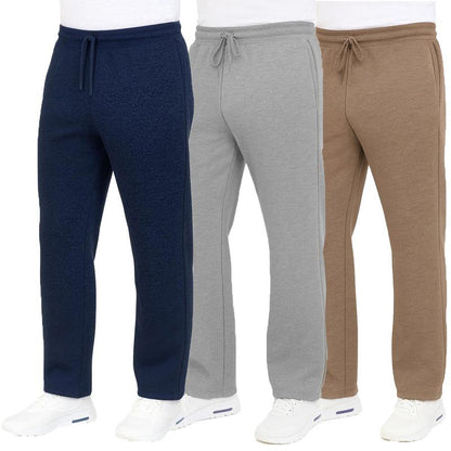 3-Pack Men'S Classic Heavyweight Fleece Sweatpants with Open Bottom (S-3XL)