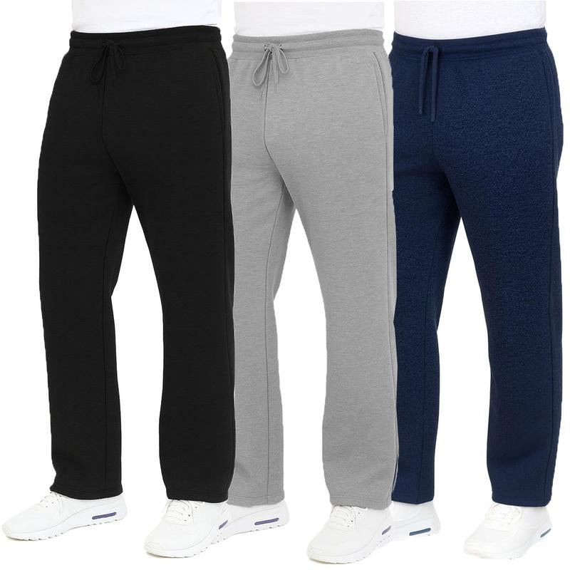 3-Pack Men'S Classic Heavyweight Fleece Sweatpants with Open Bottom (S-3XL)