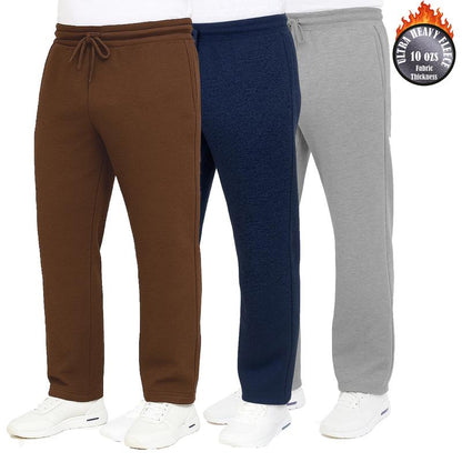 3-Pack Men'S Classic Heavyweight Fleece Sweatpants with Open Bottom (S-3XL)